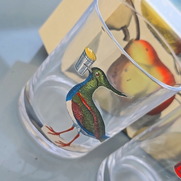 John Derian Bird Cocktail Highball Bar Drinking Glasses set of 4 - Picture 5 of 8